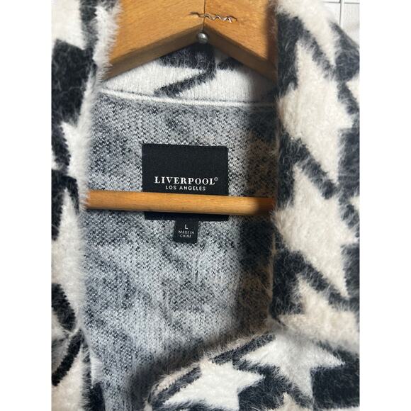 Liverpool Los Angeles Women's Houndstooth Open Front Sweater - Size Large - Picture 2 of 9